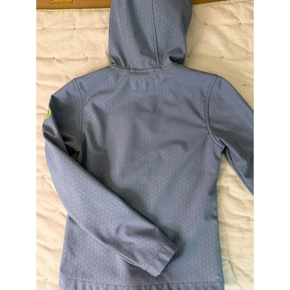 Kerrits Kids Small 5/6 Grey Herringbone Equestrian Riding Jacket Zip Warm Hood